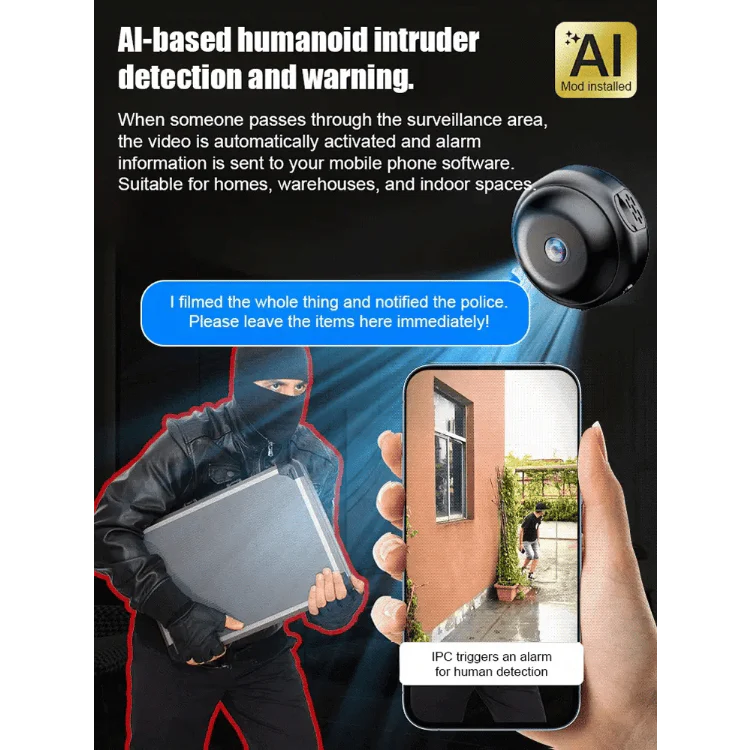 HD Mini WiFi Spy Camera – 1080P Wireless Magnetic Security Camera with Night Vision & Motion Detection